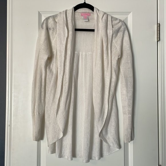 Lilly Pulitzer White Open Front Cardigan - Picture 1 of 4